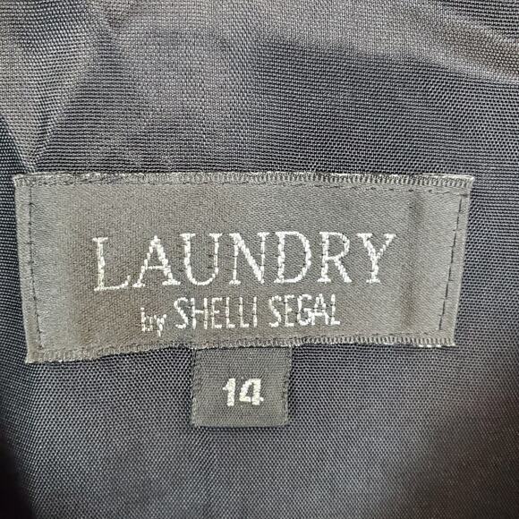 Laundry by Shelli Segal Black Fairy Goth Dress 14 Velvet Top Rayon Pleated Skirt - Picture 5 of 14